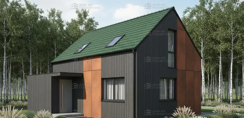 Проект Двухэтажный дом 12 на 8, 98 м2