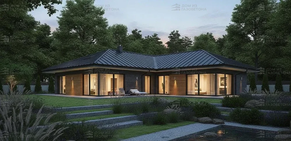 Проект Одноэтажный дом 14 на 21, 186 м2