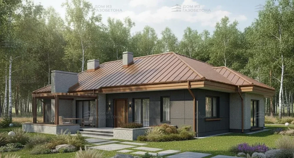 Проект Одноэтажный дом 19 на 18, 166 м2